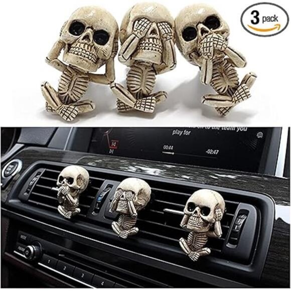Skull Decor Halloween Car Air Freshener Vent Clip Goth Truck Interior - Picture 7 of 7